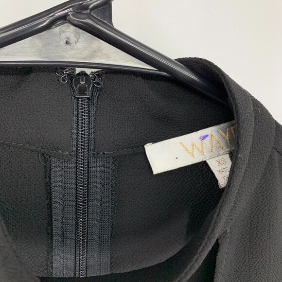 WAYF Top Black Long Sleeve Keyhole Choker V Neck Wrap Front Blouse - Picture 4 of 11